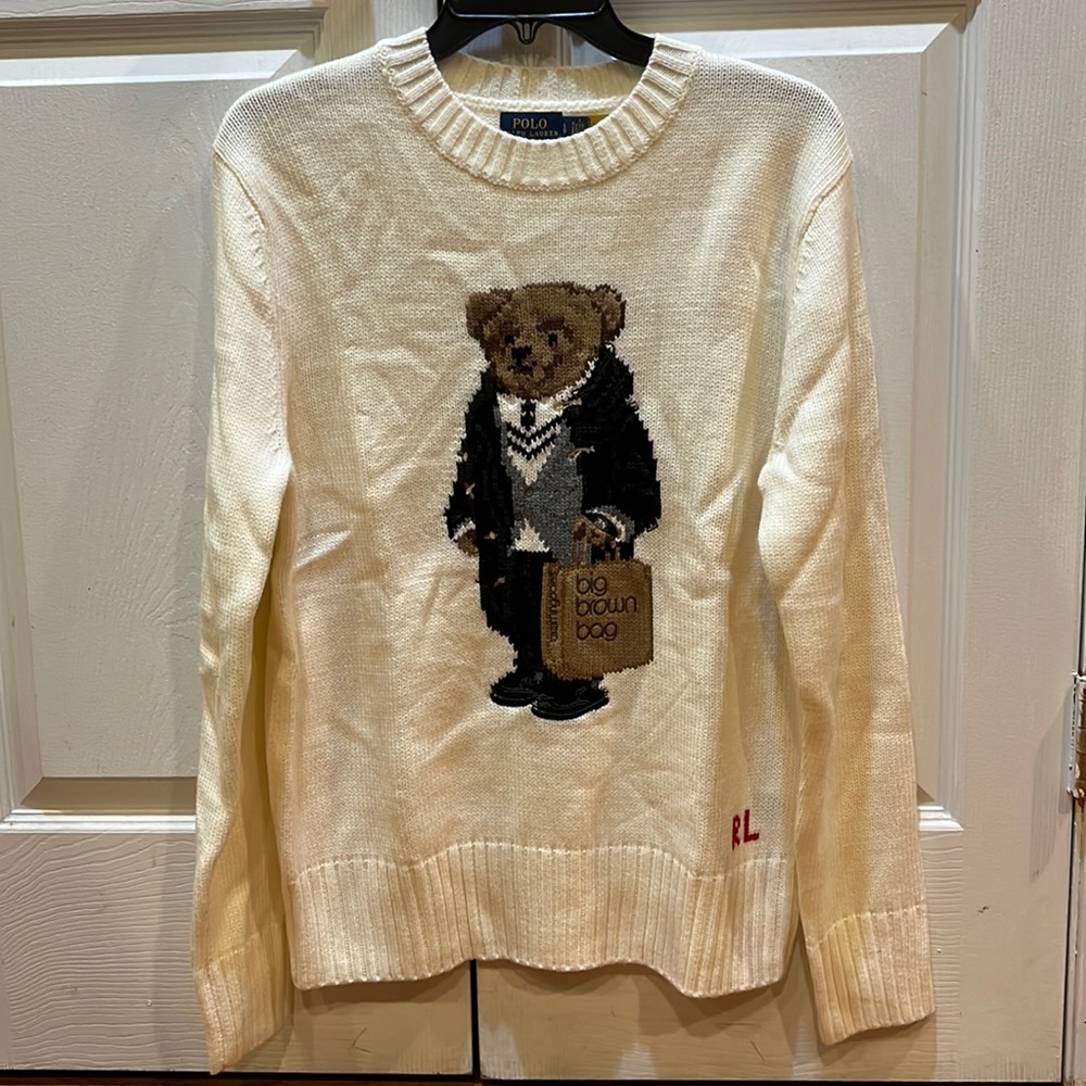NWOT new without tag never used Ralph Lauren bear sweater size L